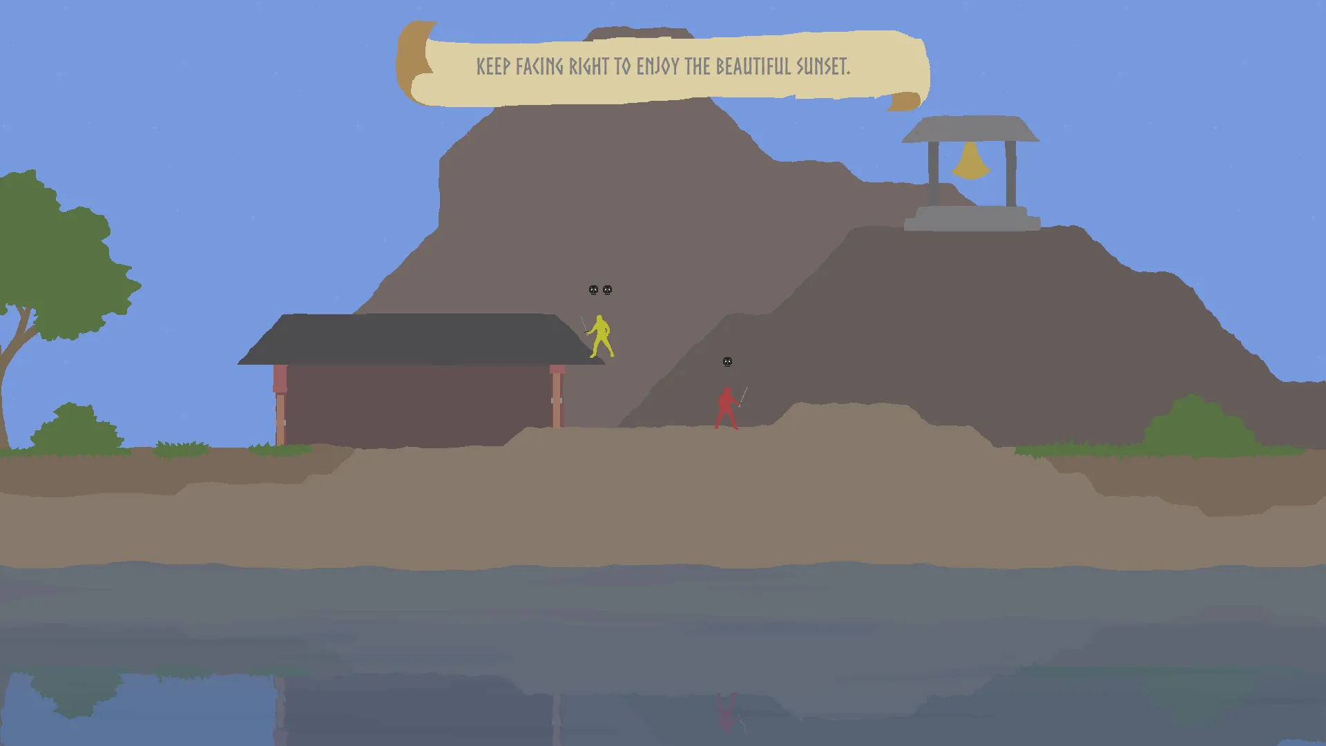A fight in progress with a ritual instruction banner at the top