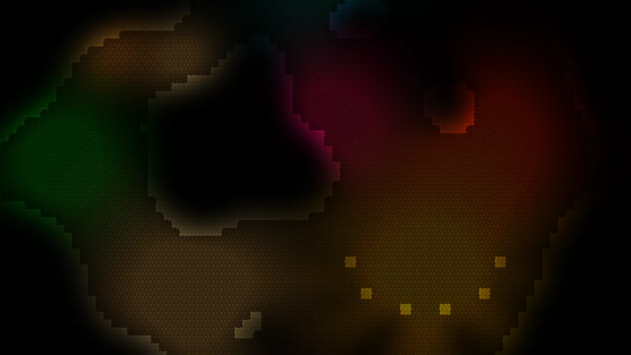 Underground caves lit by colored light sources
